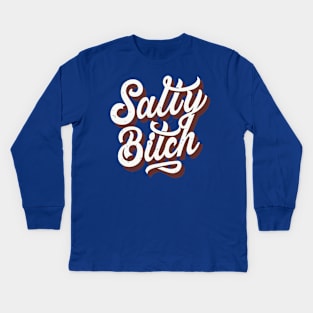 Salty Bitch // Vintage Typography Design Kids Long Sleeve T-Shirt